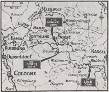 Karte auf der Titelseite des DAILY TELEGRAPH, 18.05.1943