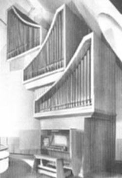 Aussen- und Innenansicht der großen Orgel in der St.-Johannes-Kirche Deutz