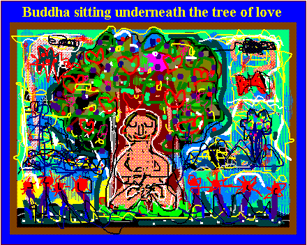 Buddha sitting underneath the tree of love